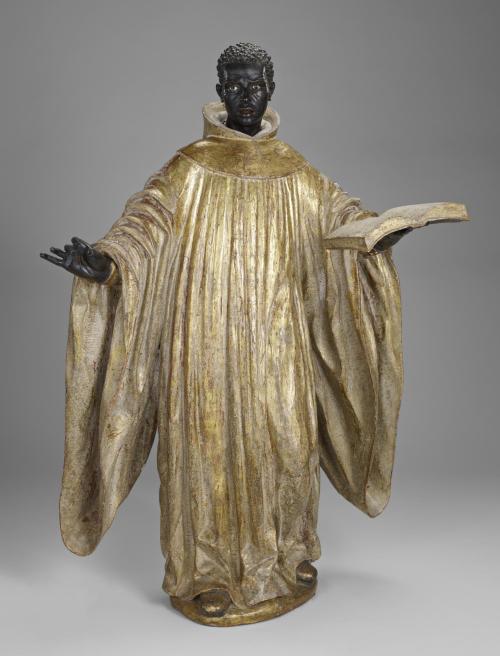José Montes de Oca
Saint Benedict of Palermo
Spain (c. 1734)
Polychrome and gilt wood with glass, 124.5 x 88 x 41.9 cm
The Minneapolis Institute of Art
[source]