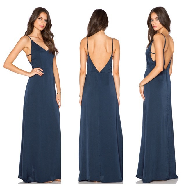Our V-Neck Maxi Dress in Navy available now on... - CAPULET