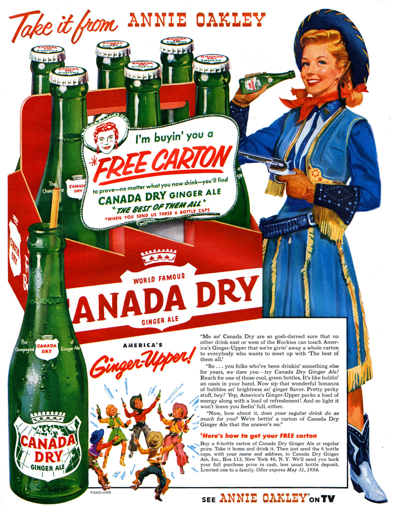 Canada Dry Ginger Ale featuring Gail Davis as Annie Oakley - 1954