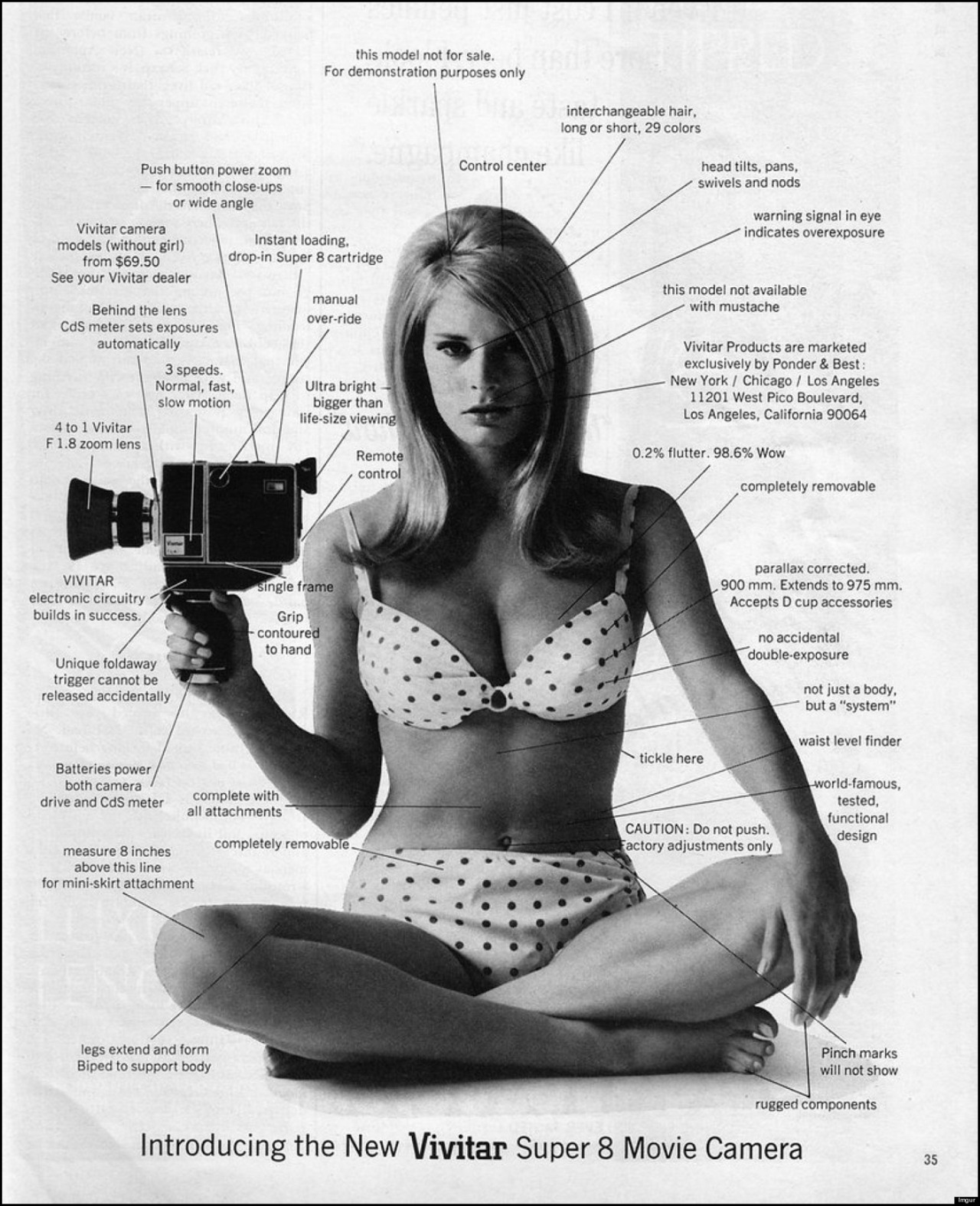 Vivitar camera ad from Playboy magazine, 1967.