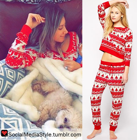 Ashley Tisdale's Red and White Christmas Pajamas