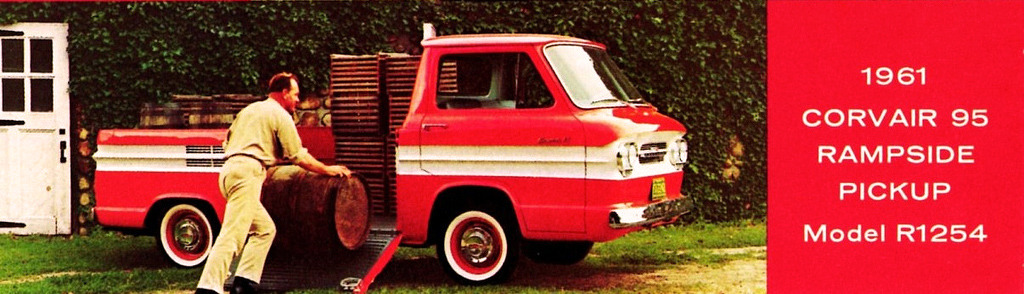 carsthatnevermadeit: “ Chevrolet Corvair 95 Rampside Pickup, 1961. A forward-control truck based on the mechanicals of the rear-engined Corvair. The Rampside pickup with a fold-down ramp on the passenger side to make loading easier. The Rampside...