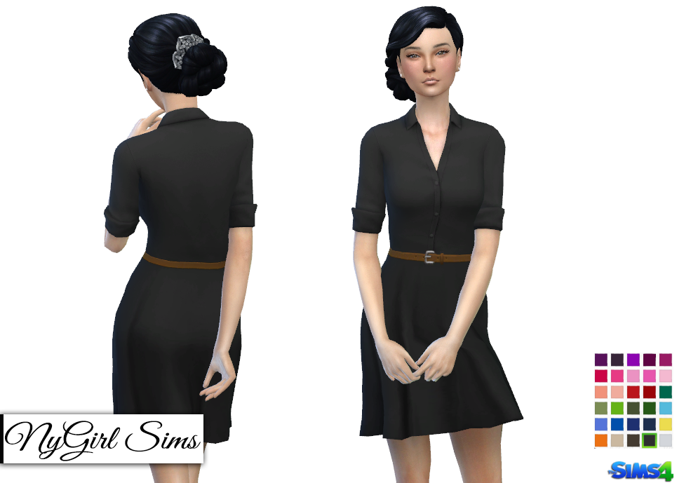 tumblr cc 4 sims Flare  simple Button  Sims Down A  Belted Dress. and NyGirl