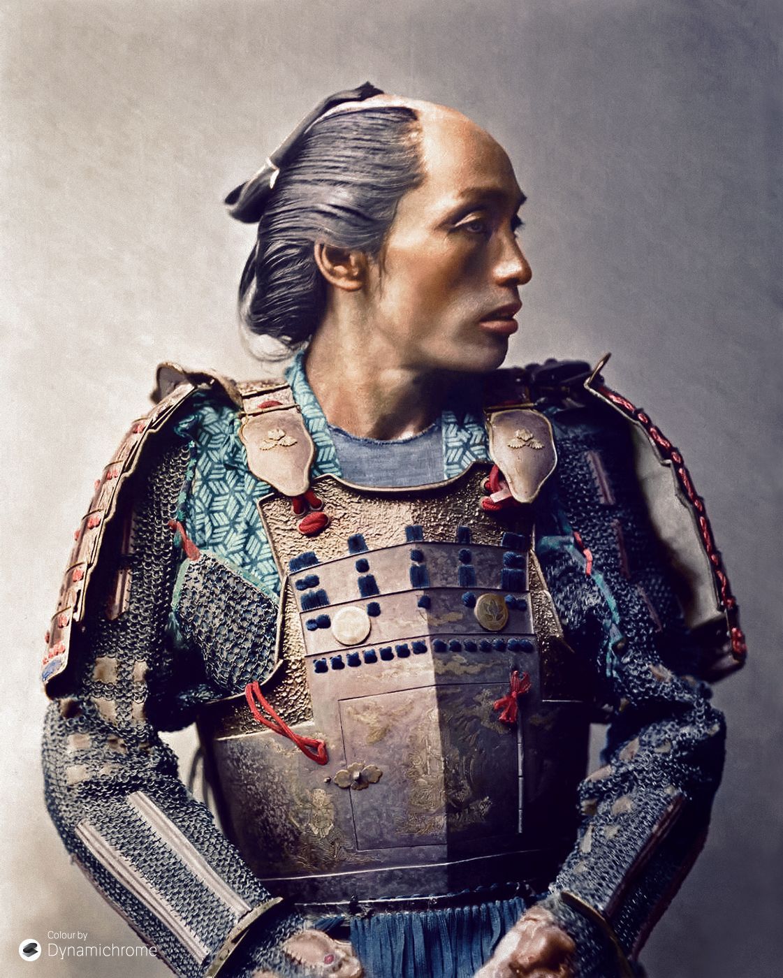 constantarrival:
“Colourisation from a albumen silver print. 1881, Yokohama, Japan, by Franz von Stillfried-Ratenicz. Courtesy of the Capital Collections
Image Caption: “A portrait of a Japanese soldier from the waist up. He is standing facing his...
