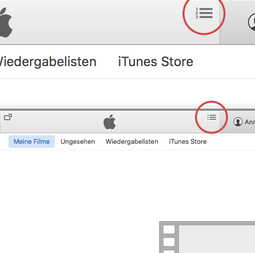 iTunes - Shows a numbered list icon for retina displays and a normal list icon for lower resolution displays. /via @fielvlieger