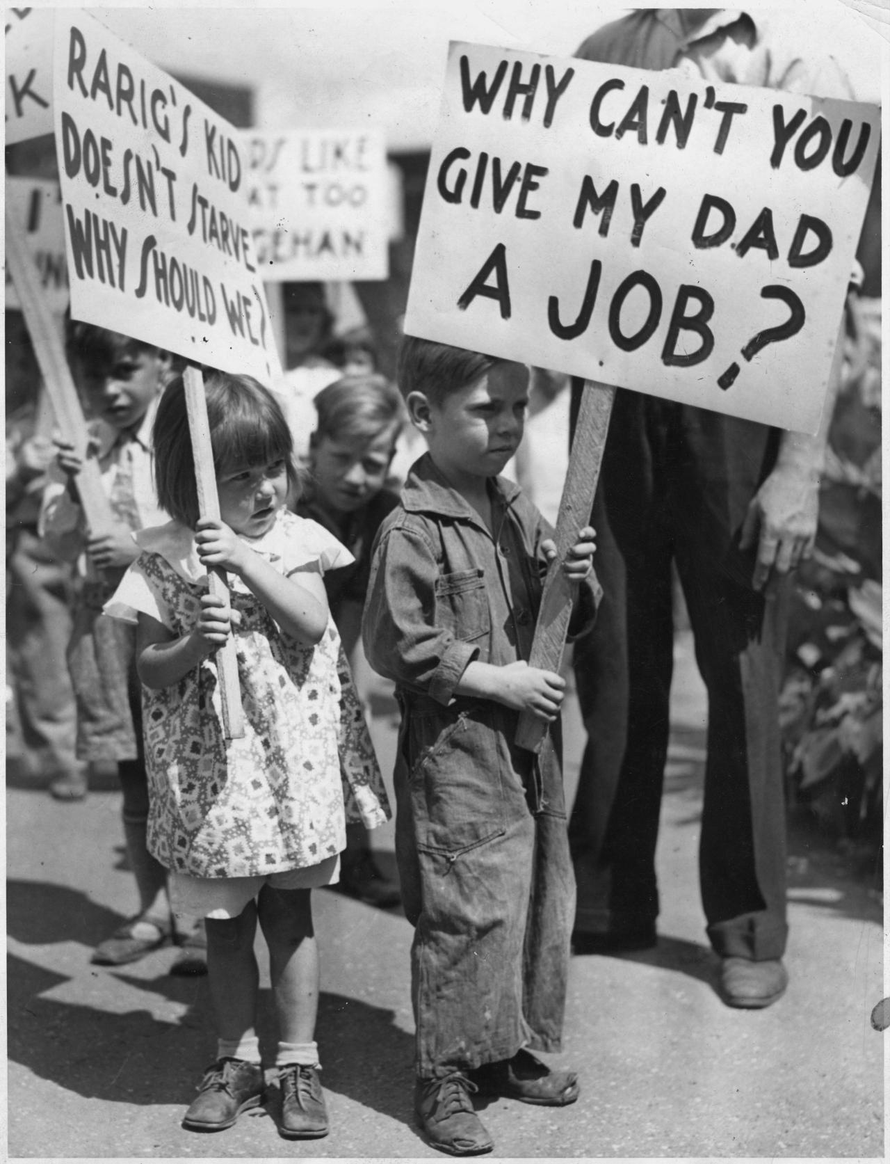 Великая депрессия в США: дети против безработицы. Огайо, 1929 г.