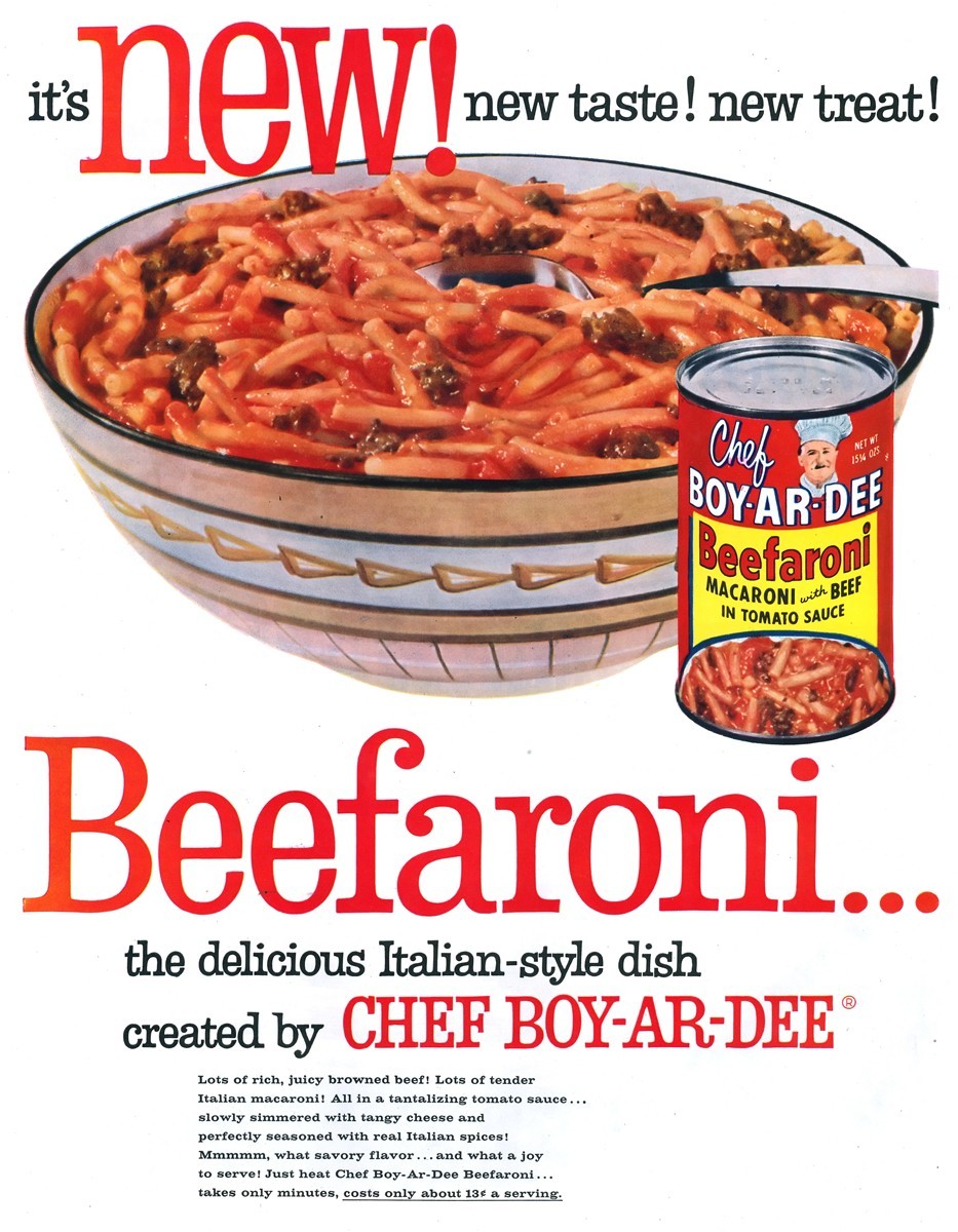Chef Boy-Ar-Dee Beefaroni - published in The Saturday Evening Post - February 2, 1957