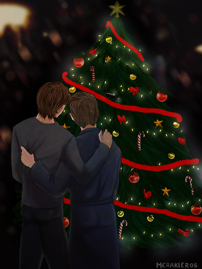 merakieros:
“  “They decorate the tree after dinner, their bellies full as they take turns climbing the ladder and placing ornaments all over. Sam follows Dean’s directions, amazed at how good he is at this, at what an eye he has for color and...