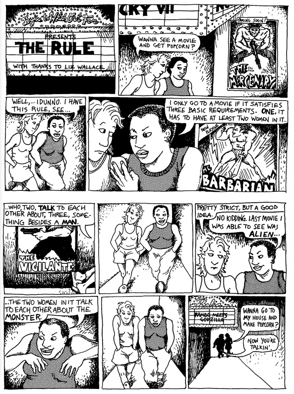 austinkleon:
“The Bechdel Test
Alison Bechdel’s original 1985 Dykes To Watch Out For strip that became known as “The Bechdel Test.” ”