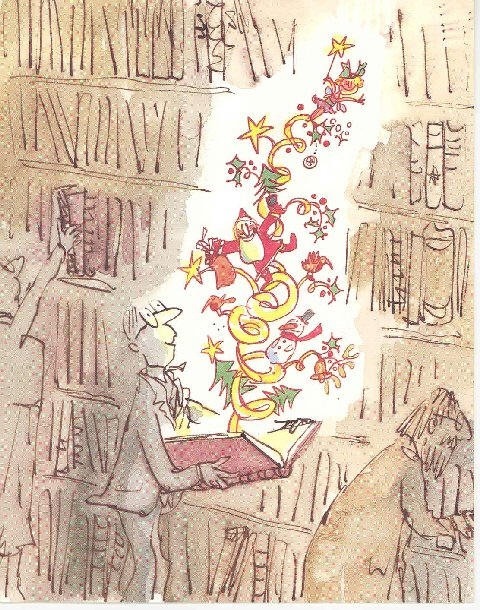 Cada libro abierto es una invitación a la imaginación, también en Navidad (ilustración de Quentin Blake)