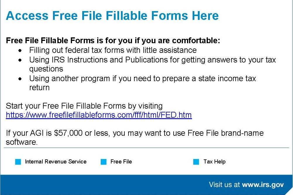 What are IRS Free File Fillable Forms?