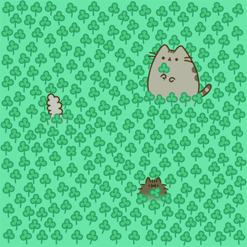 Can you spot the four-leaf clover? 🍀 (by Pusheen)