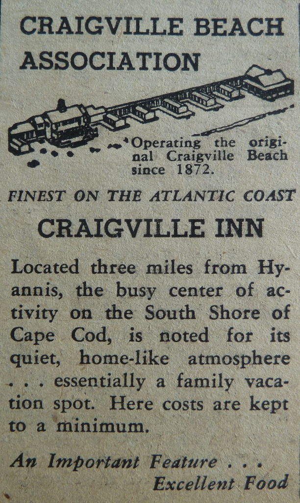 Old advertising for Craigville Beach Association