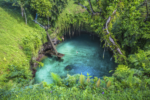 To Sua Ocean Trench in Samoa is arguably one of the most scenic swimming locations in the world. This unique land formation consists of two large holes which are joined via a lava tube cave. The water is 30 metres deep and can be accessed by a...