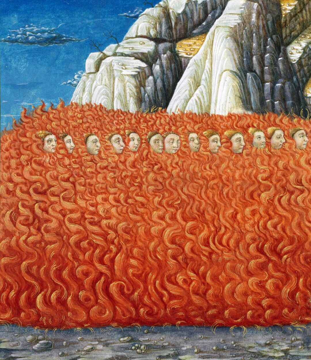 The lustful in flames (Purgatorio XXV), Dante, Divina Commedia, Urbino and Ferrara 1477-1478