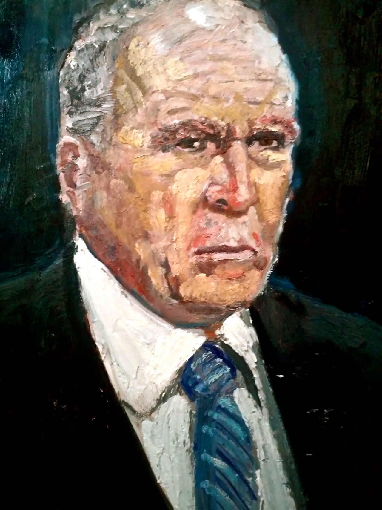 CIA Won’t Rule Out Torture, 18x24, oil on canvas, Sandra Koponen © 2015 CIA John Brennan, CIA Director 2013 to Present Although John Brennan is not responsible for implementing the CIA’s torture program, it is chilling that he will not condemn it...