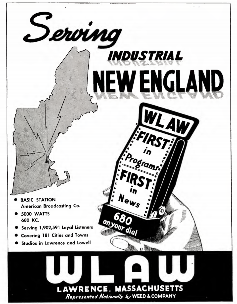 WLAW - Lawrence, Massachusetts U.S.A. - 1946