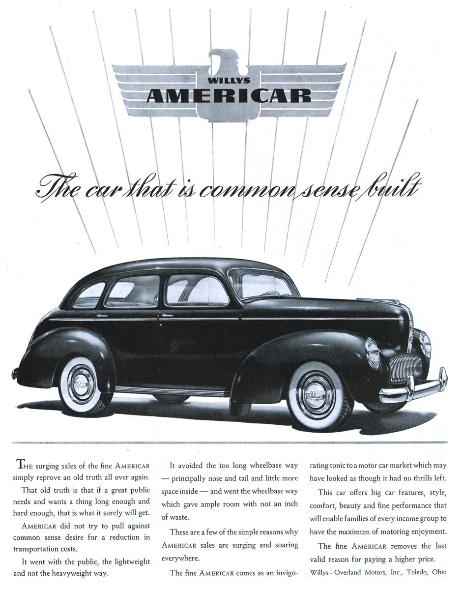 1940 Willys Americar - published in The Saturday Evening Post - November 9, 1940