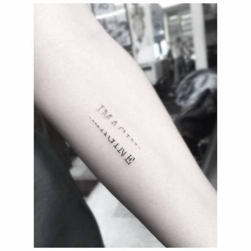 Tattoo tagged with: small, doctor woo, languages, tiny, imagine, ifttt,  little, english, inner forearm, english word, word, fine line |  