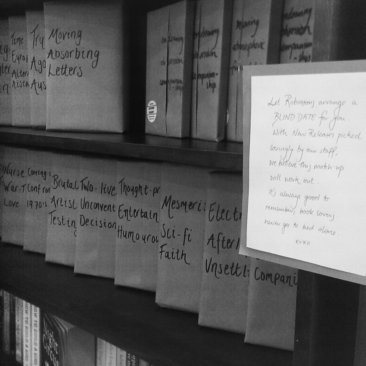 Blind date with a book at Robinson’s bookshop! Daily inspiration. Discover more photos at http://justforbooks.tumblr.com