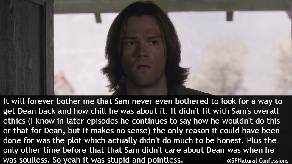 wincestshippingtrash:
“ samdeangirl84:
“ blueskies-butterflies-applepies:
“ bangingpatchouli:
“ Sam thought Dean was dead! And chill about it?
“ Stan: See, I find that hard to believe, ‘cause I got to say, Sam, you got the look.
Sam: The look?
Stan:...