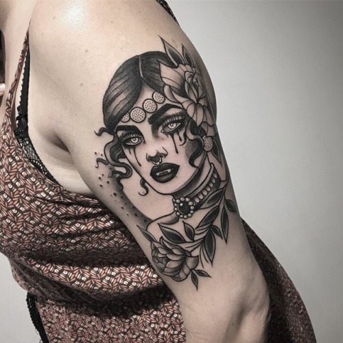 Tattoo tagged with: neotrad, vampire, woman 
