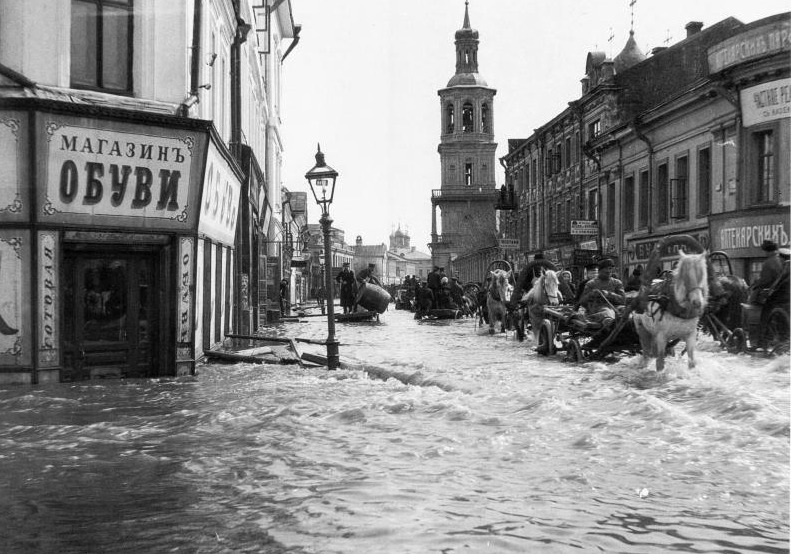 Москва, Большая Полянка, наводнение весной 1908 года.