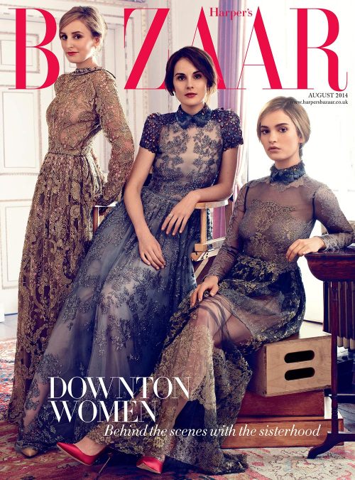 Laura Carmichael, Michelle Dockery and Lily James, photographed by Alexi Lubormirski for Harper’s Bazaar UK, Aug 2014.