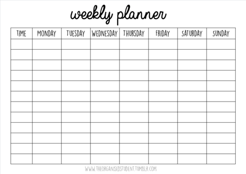 Free printable homework planners for students