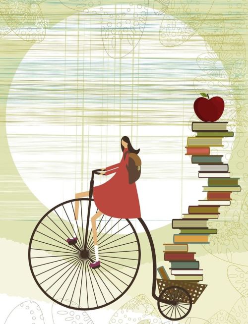 Pedaleando con los libros (ilustración de Hellen Keller)
