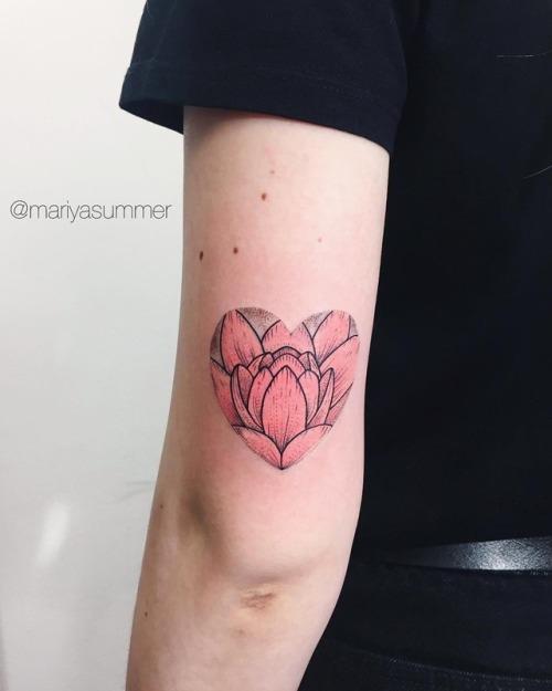 Tattoo tagged with: flower, lotus, heart 