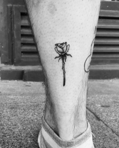 Tattoo tagged with: simple, rose, small, male, flower, achilles, little |  