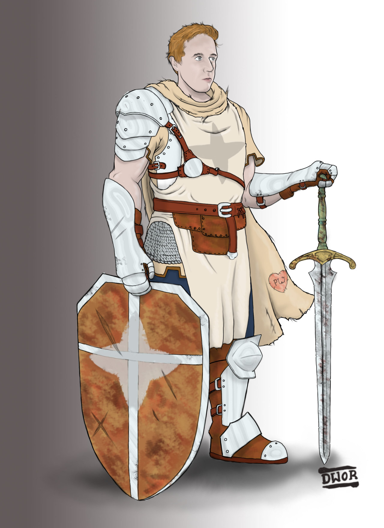 Character Portrait, warrior, Sam, Keeper of the light, sword and shield
