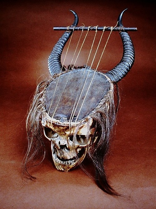gypped:
“sixpenceee:
“19th Century Lyre made of human skull, antelope horn, skin, gut and hair.
Seen on the MET museum online collection
”
metal
”