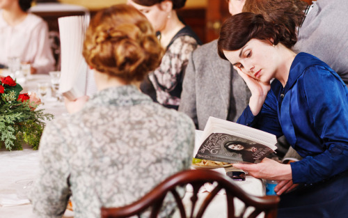 Michelle Dockery - behind the scenes during the filming of season two of Downton Abbey
