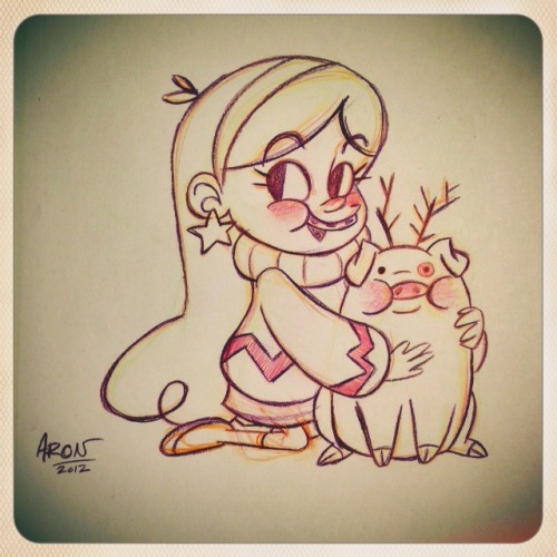 aronjshay:
“  Good gosh, I almost forgot about this sketch! Mabel and Waddles from Gravity Falls :D I drew this last month while we were at a coffee shop :)
Happy Holidays everyone!
Pencil sketch on paper
Aron J. Shay | Tumblr | Facebook
More Gravity...