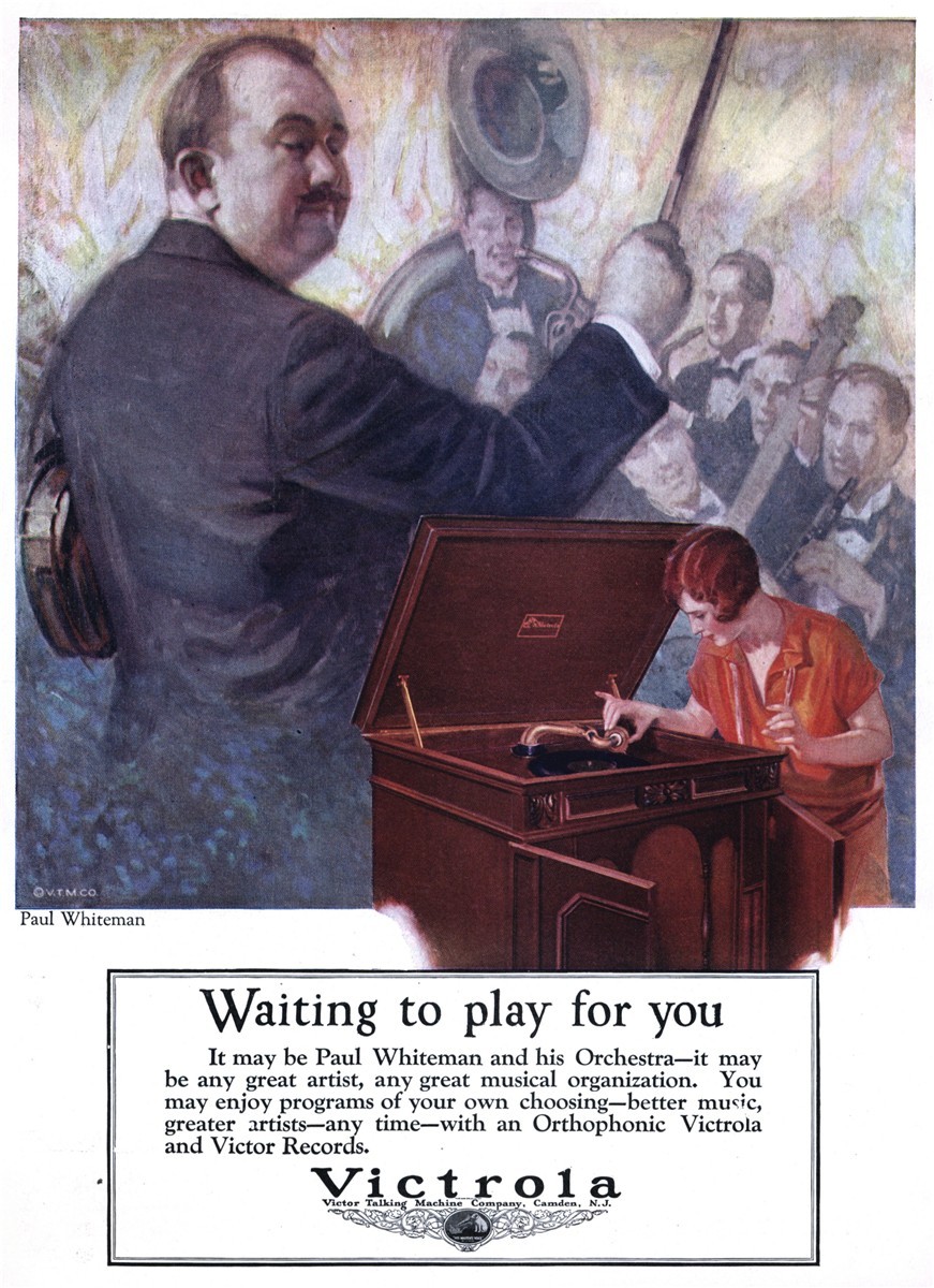 Victrola Talking Machine Company featuring Paul Whiteman - published in Literary Digest - November 28, 1925