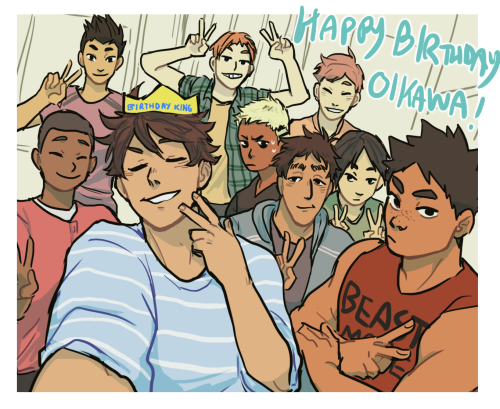 slimyhipster: “view full size also.. oikawa’s acting like he forgot what happened when the team surprised him with a party ”