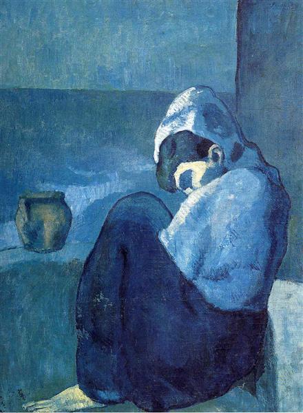 Pablo Picasso-arte: "Mujer que se agacha (1902) de Pablo Picasso"