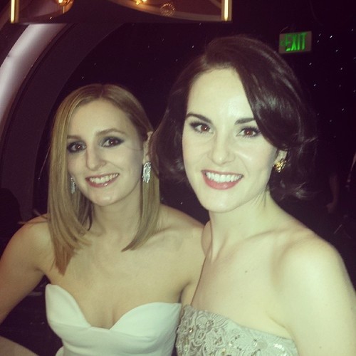 Laura Carmichael and Michelle Dockery at the 71st Golden Globes