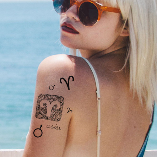 Tattoo tagged with: aries, zodiac, astrology, temporary 