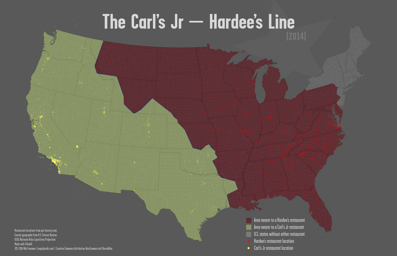 mapsbynik: The Hardee's-Carl's Jr Line: The Geography of ...