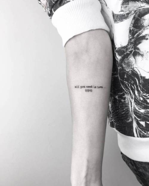 Tattoo tagged with: small, tiny, cagridurmaz, character, all you need is  love, ifttt, little, music band, john lennon, english, minimalist, inner  forearm, quotes, the beatles, english tattoo quotes, music, fine line, line