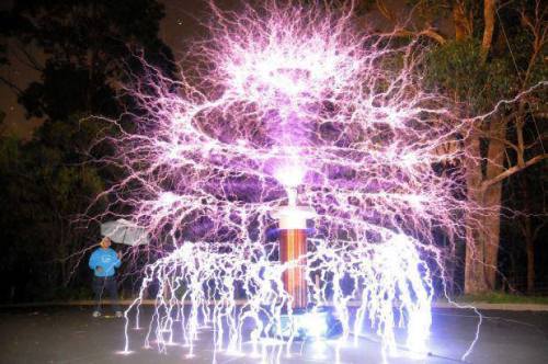 The Tesla coil is an electrical resonant transformer circuit designed by inventor Nikola Tesla in 1891. It is used to produce high-voltage, low-current, high frequency alternating-current electricity.