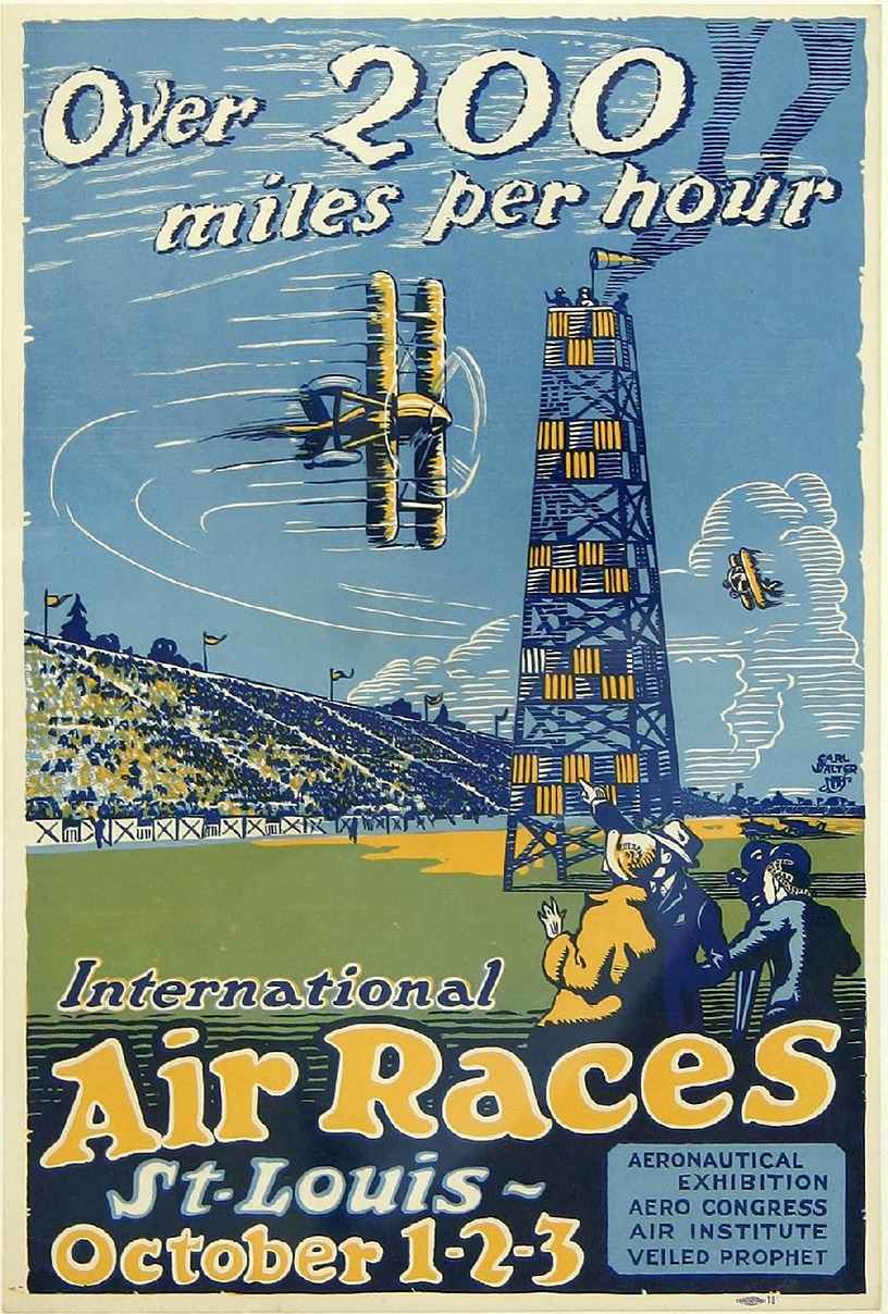 International Air Races poster - Saint Louis, Missouri U.S.A. - October 1, 2, and 3, 1923 - Design: Carl Walter