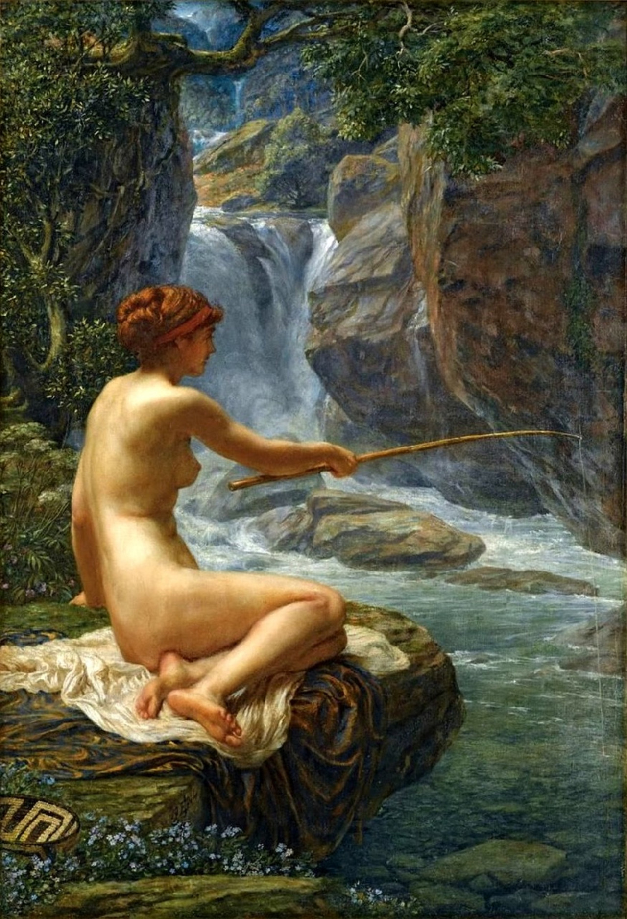 silenceformysoul:
“Sir Edward John Poynter  (1836-1919) - Fishing, the nymph of the stream
”