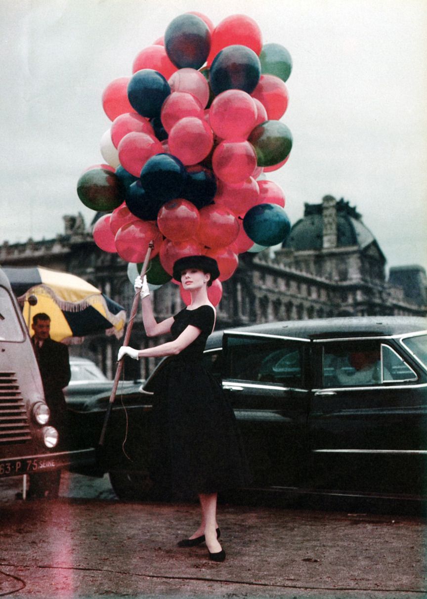 Audrey Hepburn on the set of Funny Face, 1956.