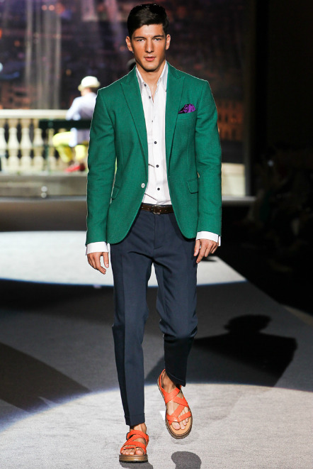 Dsquared green one-button suit with navy pants. - The Dapper Sight