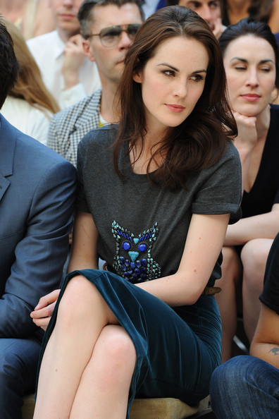 Michelle Dockery attend the Burberry Prorsum show as part of Milan Fashion Week Menswear Spring/Summer 2013 on June 23, 2012 in Milan, Italy.