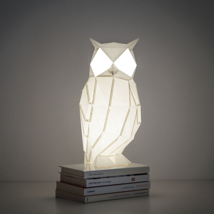 Lámparas con forma de animales de origami - búhos 2
